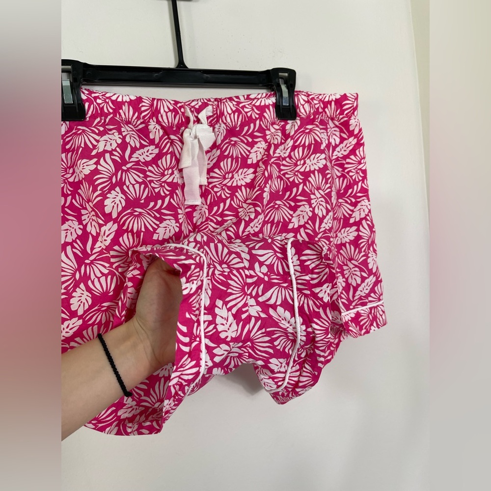 J. Crew Pink Fuchsia White Floral Elastic Waistband Shorts Cotton Summer XL - Picture 4 of 11